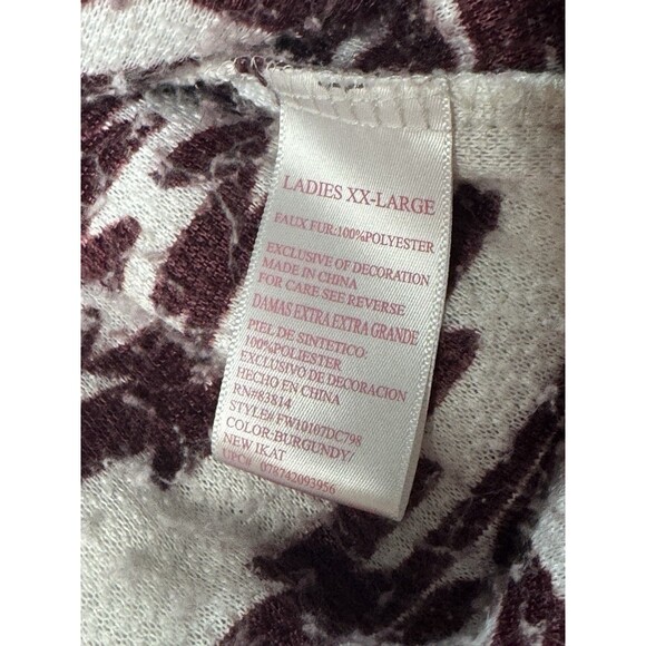 Cozy Sherpa Ikat Burgundy 1/4 Zip Pullover Sweatshirt XXL Cozy Casual Southwest - Picture 7 of 8